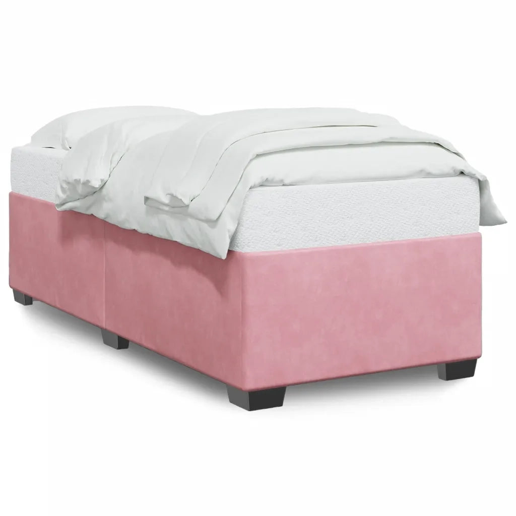 Letto singolo | Letto per adulti | Giroletto Rosa 90x190 cm in Velluto