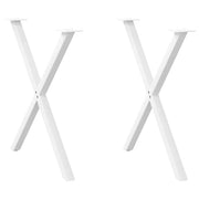 Set di 2 gambe robuste per tavolo da pranzo a forma di X 70 x 72 cm con piedini livellatori in acciaio bianco 02_0057190