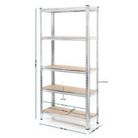 Set 2x scaffali a incastro per carichi pesanti 154x75x30cm Max 875kg l’uno Acciaio 5 ripiani