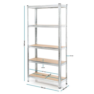 Set 2x scaffali a incastro per carichi pesanti 154x75x30cm Max 875kg l’uno Acciaio 5 ripiani