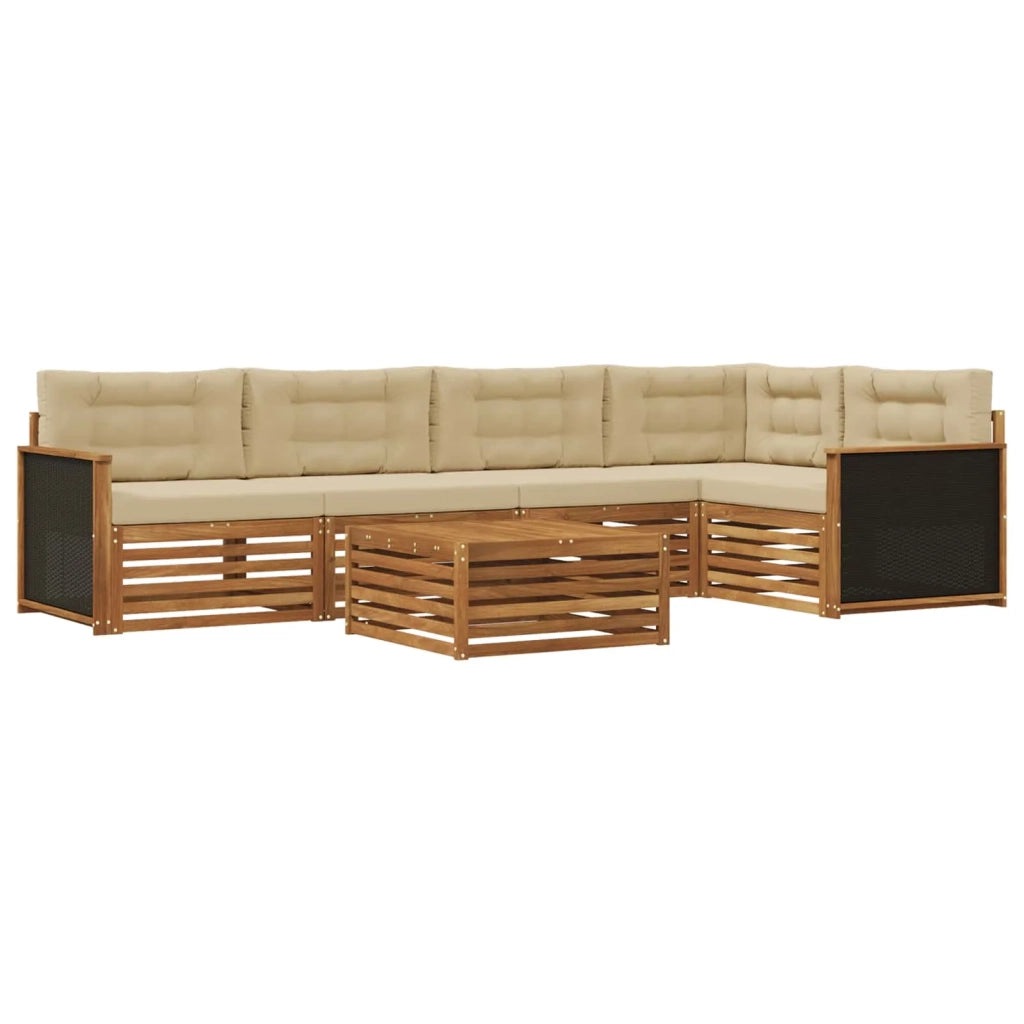 Set di divani da esterno 6 pcs Naturale e Beige 79 x 79 x 37 cm