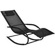 Poltrona Relax Dondolo Chaise Longue ¨C zephmum ¨C Tessuto Grigio Scuro 63x160x88 cm