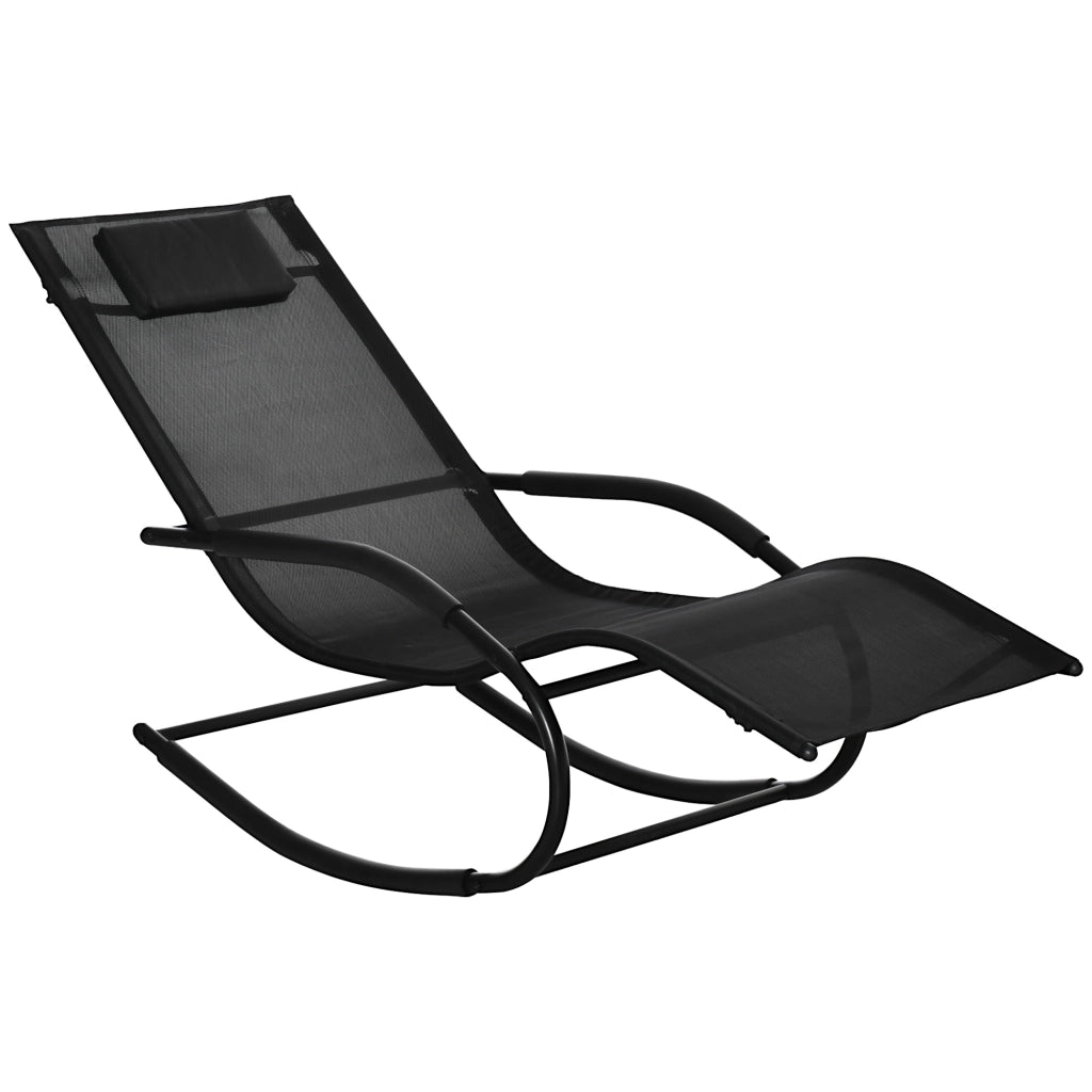 Poltrona Relax Dondolo Chaise Longue ¨C zephmum ¨C Tessuto Grigio Scuro 63x160x88 cm