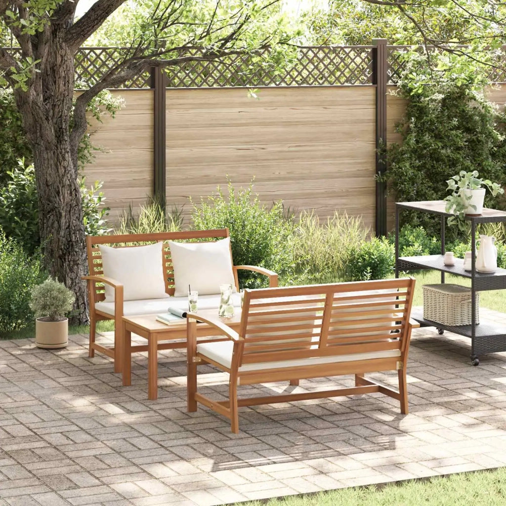 Set Divano da Giardino 3 pcs Naturale Legno di teak solido