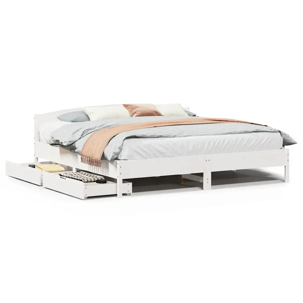 Letto matrimoniale | Letto per adulti | Letto senza Materasso Bianco 180x200 cm Legno Massello di Pino