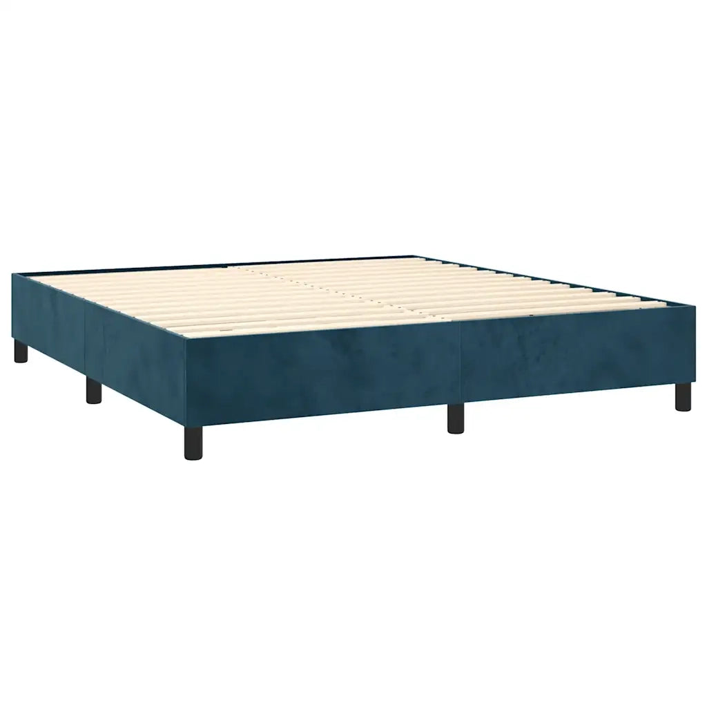 Giroletto a Molle con Materasso Blu Scuro 180x200 cm in Velluto