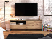 Scala, Mobile Porta tv un Cassetto, 157x40x52.5h cm Marrone Rovere Nodi