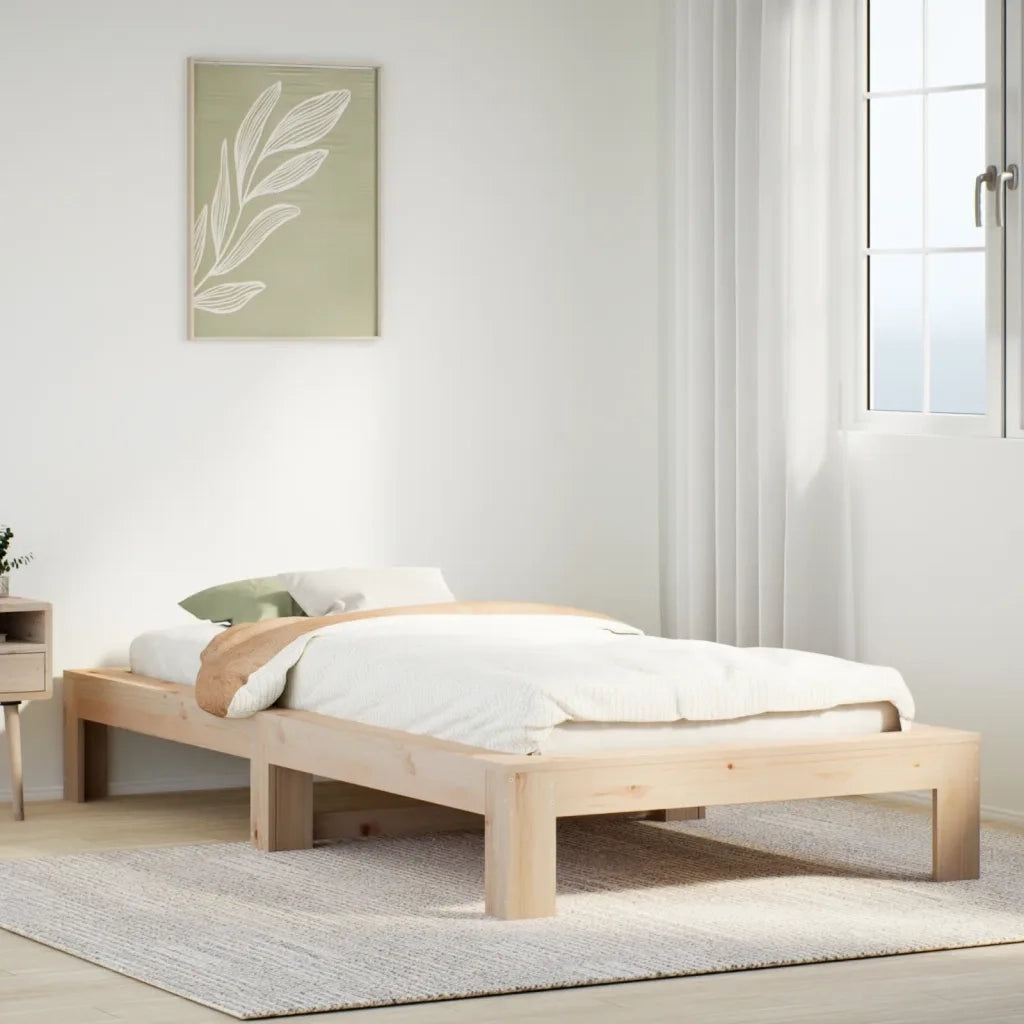 Letto senza Materasso-Struttura Letto 90x190 cm in Legno Massello di Pino 562961