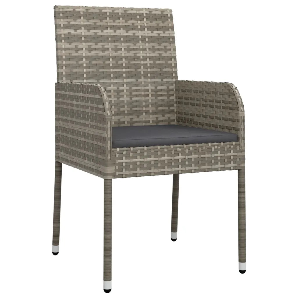 Sedie da Giardino con Cuscini 4 pz in Polyrattan Grigie 319888
