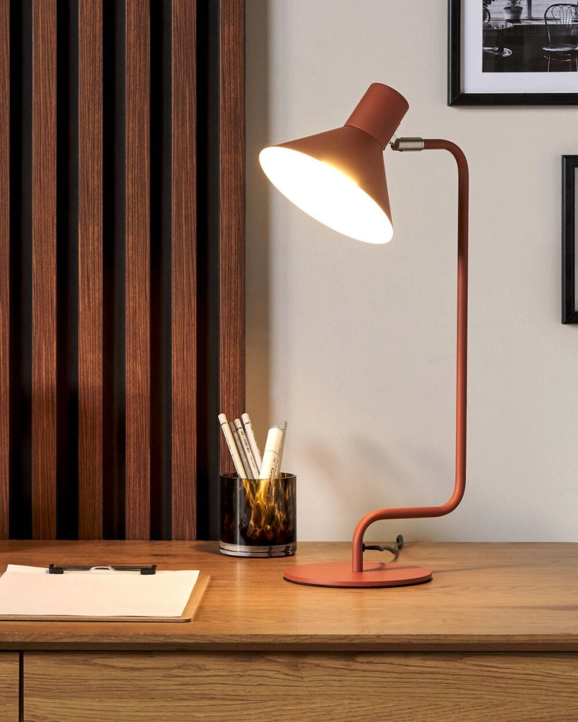 Lampada da Tavolo in Ferro arancione 51 cm Paralume Conico Comodino Luce da Comodino Camera da Letto Soggiorno Moderno