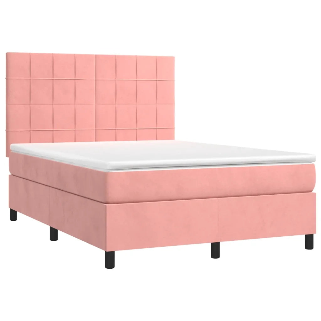 Giroletto a Molle con Materasso Rosa 140x190 cm in Velluto 3143024