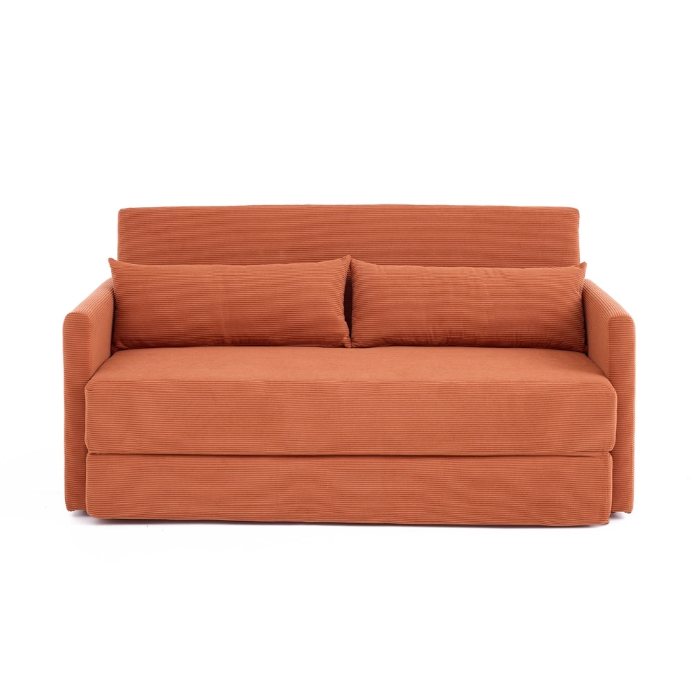 Divano letto 2 posti ¨C Minimal ¨C Tessuto corda arancione 165x92x82 cm con cuscini