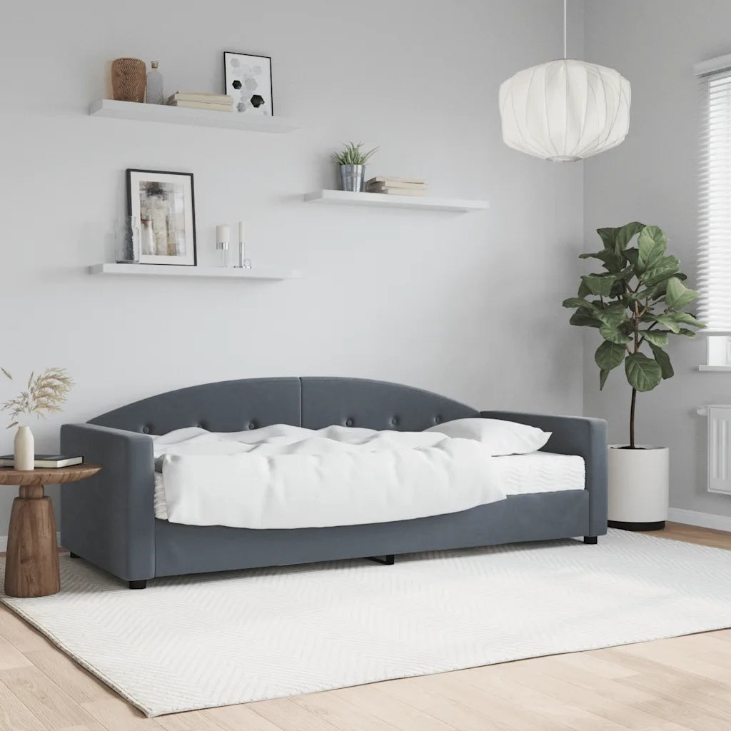 Divano Letto con Materasso-Sofa Letto-Daybed Grigio Scuro 80x200 cm in Velluto 560466