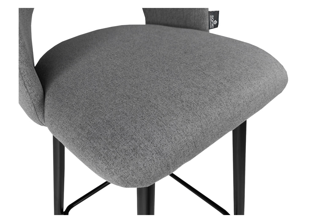 Sgabello cucina imbottito, sgabello alto in tessuto grigio scuro - Zoe - SG05ZOPM