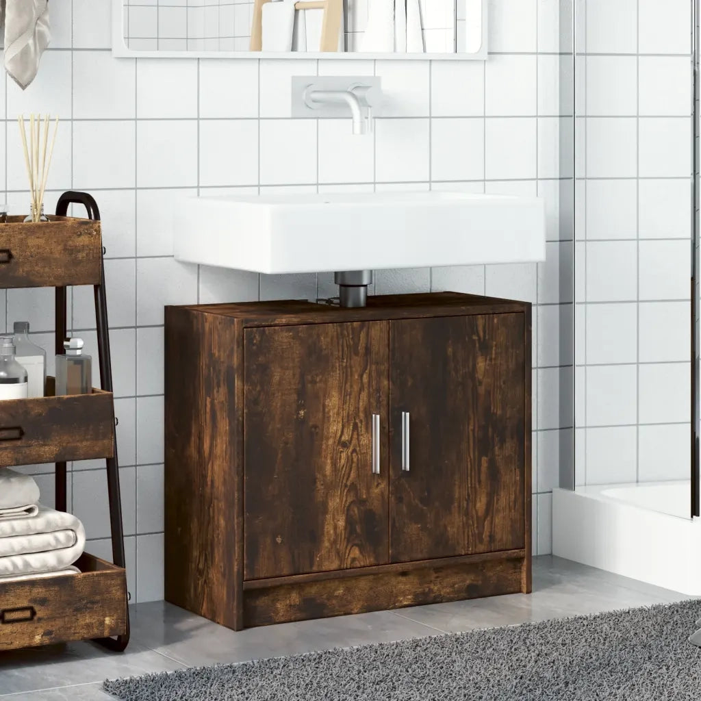 Mobile Lavabo | Armadio Lavabo Rovere Fumo 63x29x55 cm in Legno Multistrato