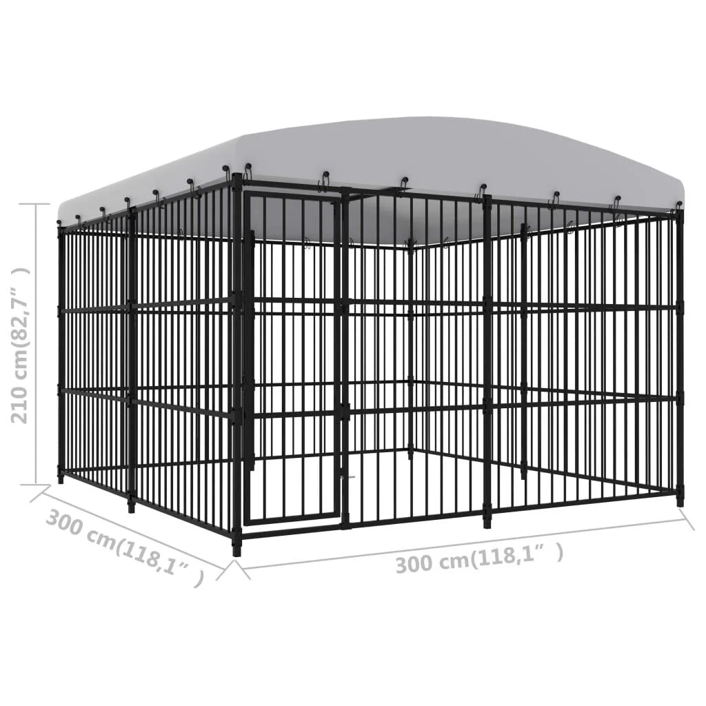 Cuccia da esterno Gabbia Parco per cani da esterno con tetto 300 x 300 x 210 cm 02_0000449