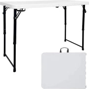 Tavolo pieghevole da 105 cm di altezza regolabile - Tavolo da picnic e campeggio pieghevole per feste (bianco)