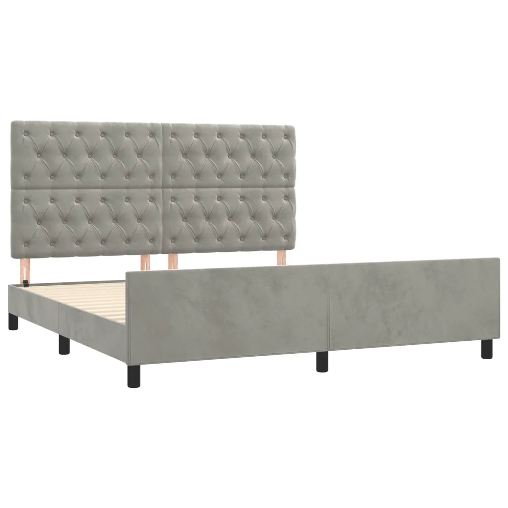 Giroletto con Testiera Grigio Chiaro 160x200 cm in Velluto cod mxl 62006