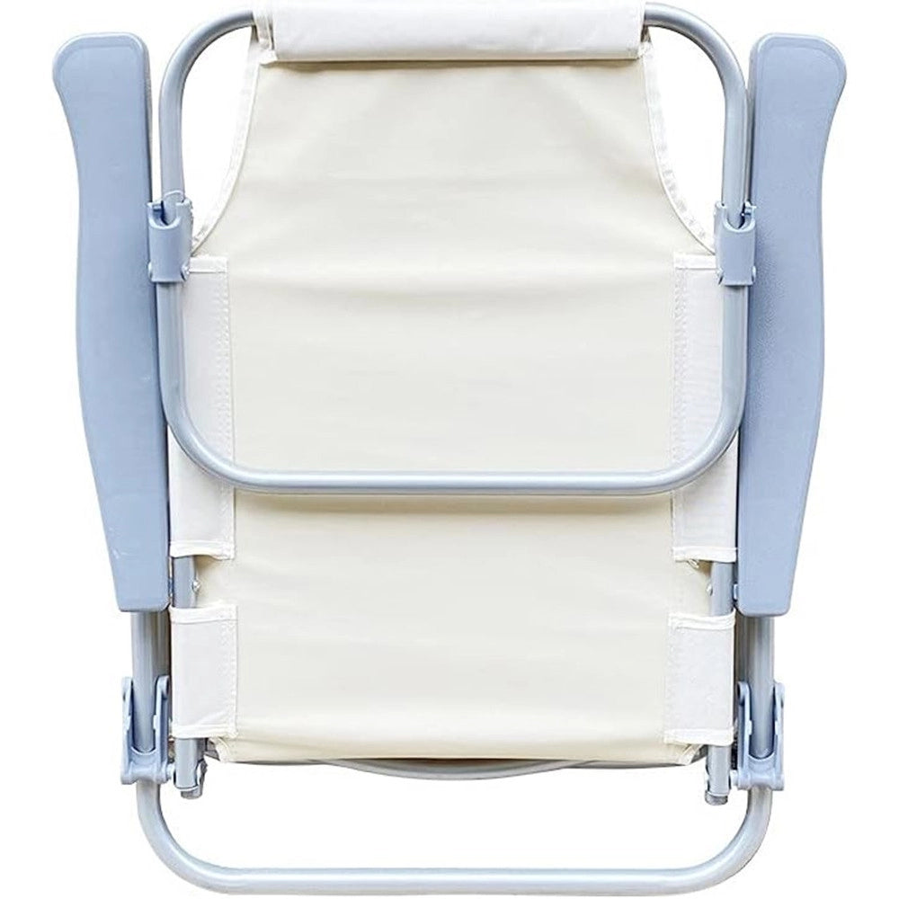Trade Shop - Sedia Sdraio Spiaggina Mare Reclinabile In Ferro Cuscino Crema Campeggio Giardino 046039 -