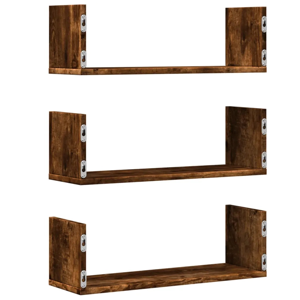 Mensole da Parete 2pz Rovere Fumo 58x18x18 cm in Truciolato 853285