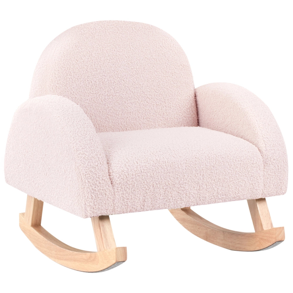 Sedia a dondolo per bambini in legno rosa pastello cameretta