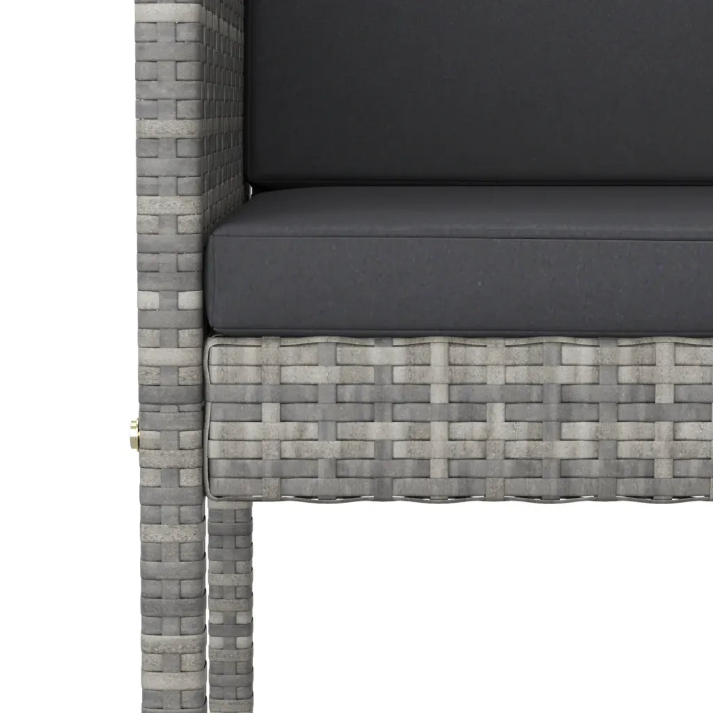 Set Bar da Giardino 9 pz con Cuscini in Polyrattan Grigio 3200654