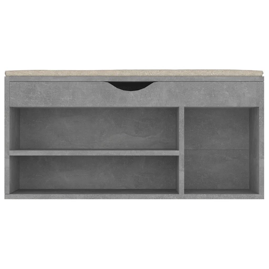 Panca Scarpe | Scarpiera | Mobile per scarpe con Cuscino Grigio Cemento 104x30x49cm Multistrato