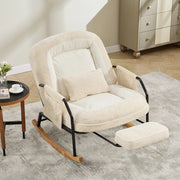 Poltrona a dondolo reclinabile beige con poggiapiedi estraibile