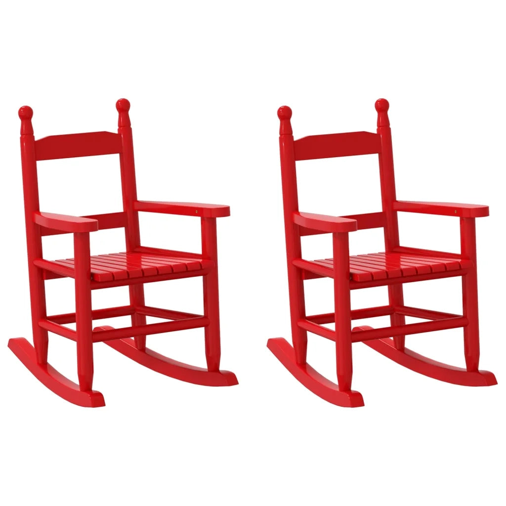 vidaXL Sedie a Dondolo per Bambini 2 pz Rosse Legno Massello di Pioppo