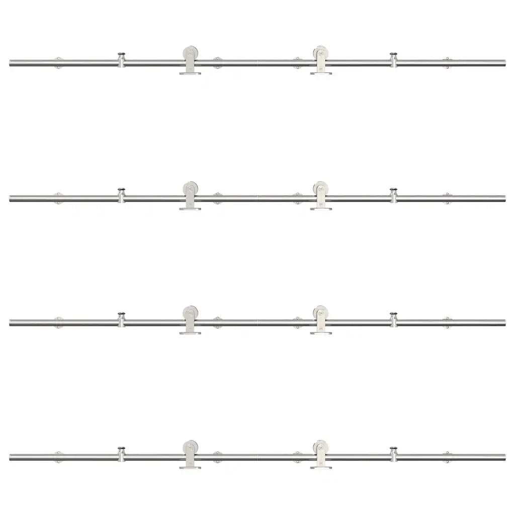 Kit Binari Porta Scorrevole 400 cm Acciaio Inossidabile Argento