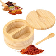 Cassa per spezie con maniglia magnetica girevole - Contenitore per erbe aromatiche - Specchietto per spezie - Spatola in legno - Materiale robusto - Cassetta per erbe aromatiche con maniglia girevole