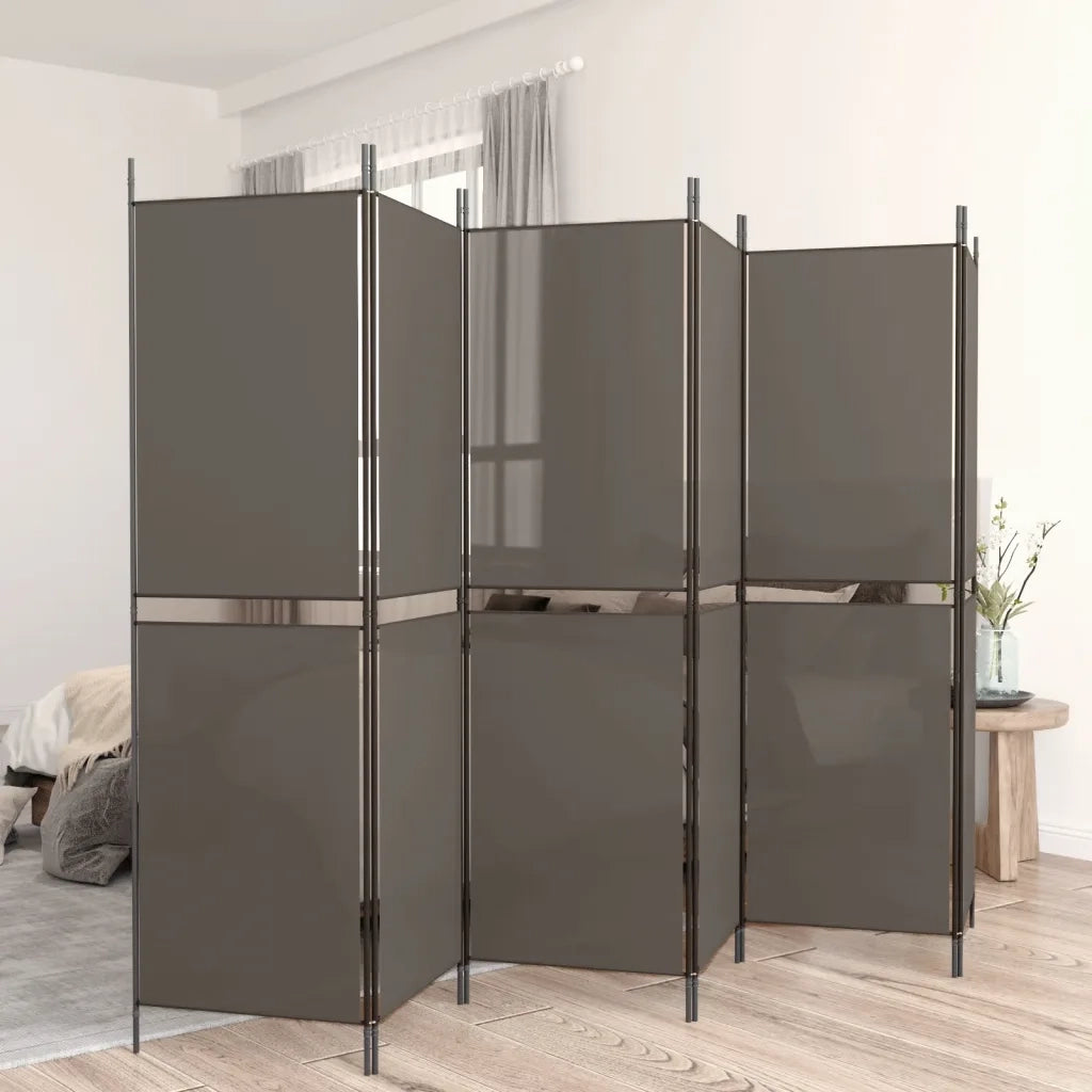 Divisorio a 6 Pannelli Antracite 300x200 cm Tessuto 350240
