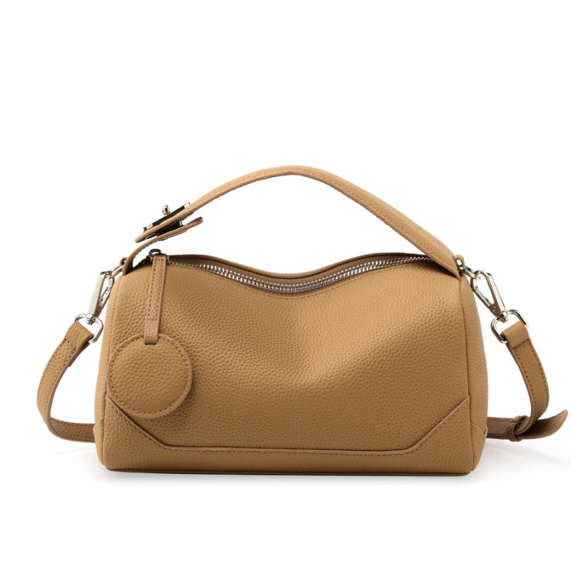 Borsa a tracolla da donna in vera pelle marrone