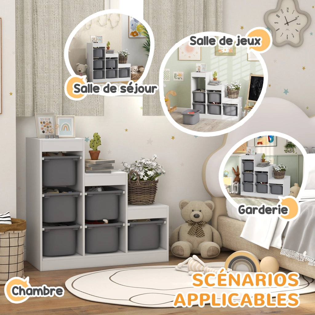 Mobile portagiochi bambini ¨C Xylo ¨C 6 cassetti amovibili grigio 96x38.5x90cm
