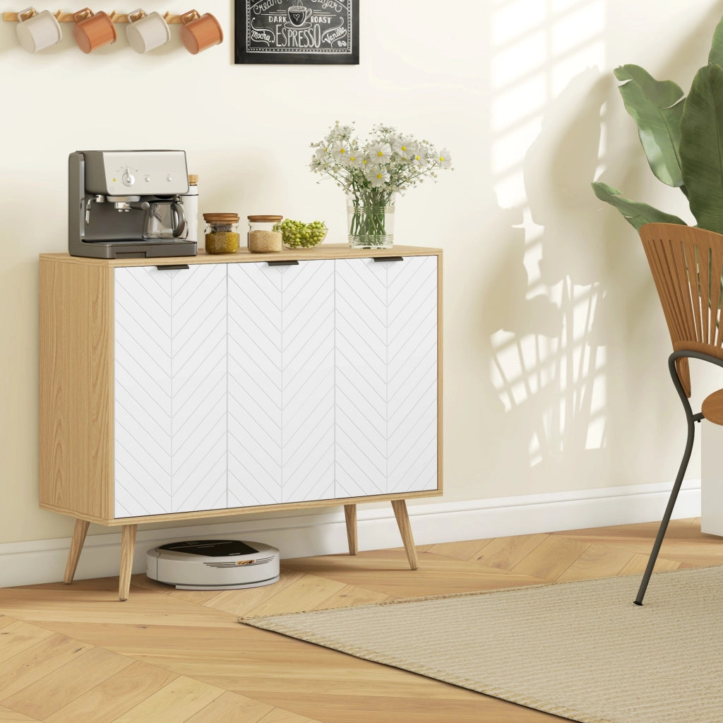 Credenza con ante e cassetti ¨C Zephmum ¨C Legno naturale 91.5x35x77.4 cm