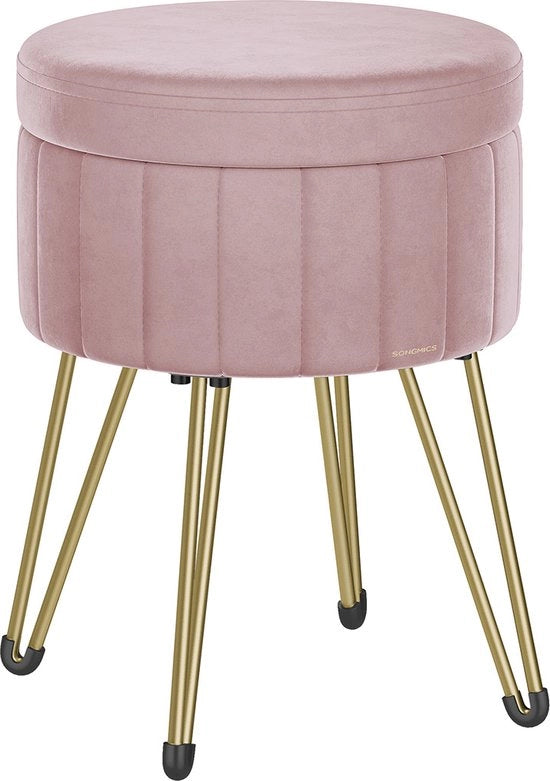 Scatola di appoggio con contenitore e 4 gambe metalliche in pastello rosa - Moderna - Alta qualità
