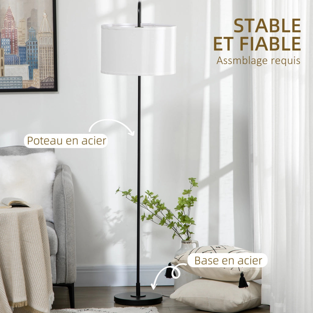 Lampada da terra metallo nero con paralume 180 cm ¨C zephmum ¨C 64x38x163,5 cm nero