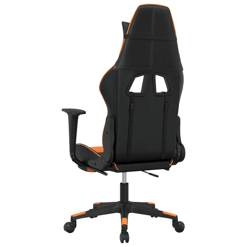 Sedia Gaming | Sedia da e-sports Massaggio Poggiapiedi Nero e Arancione Similpelle