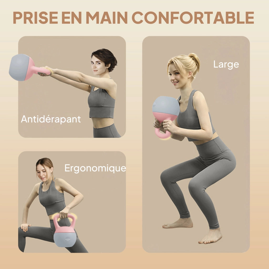 Kettlebell 6 kg ¨C Xylo ¨C Impugnatura Antiscivolo Rosa 19x19x28 cm