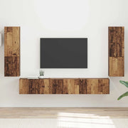 Set mobile TV 4 pz-Credenza per TV Legno vecchio Legno multistrato 531466