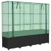 Aiuola rialzata/fioriera con copertura effetto rattan 160 x 40 x 153 cm nero 02_0038765
