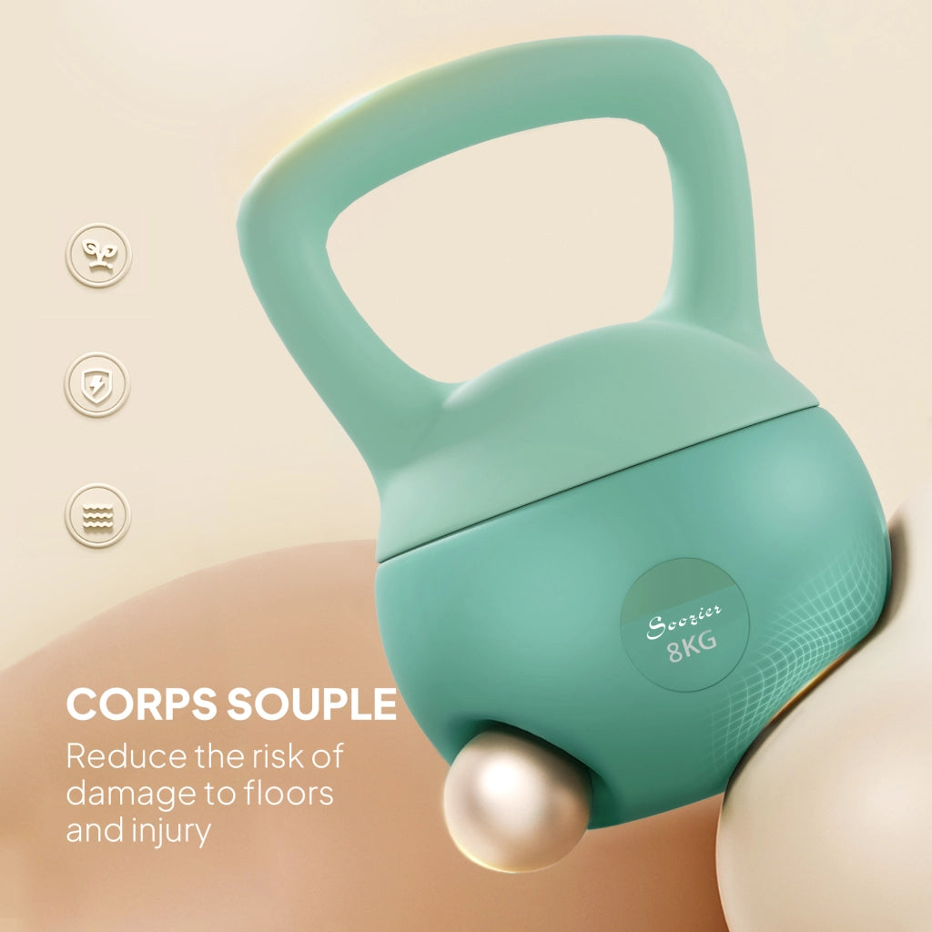 Kettlebell 8 kg ¨C zephmum ¨C 19x19x28 cm, verde, maniglia antiscivolo