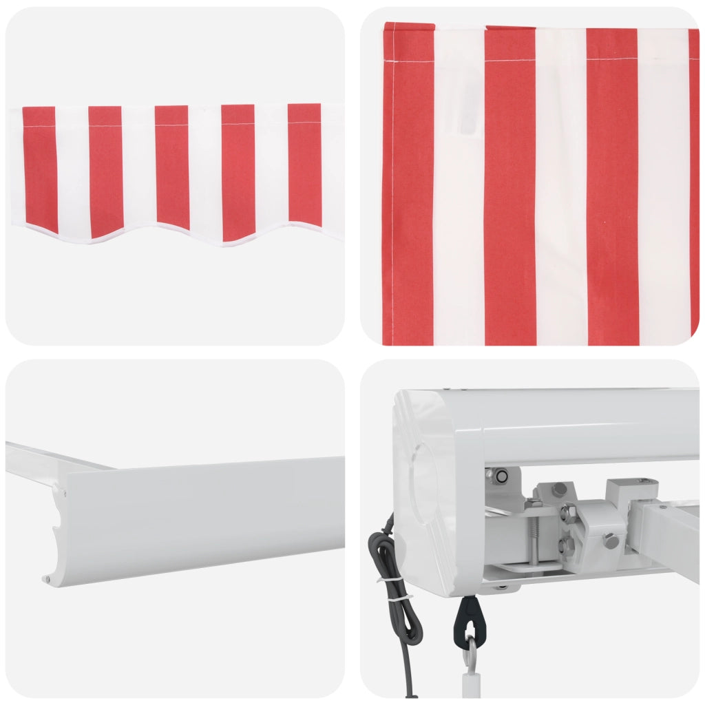 Tenda Retrattile Automatica Strisce Rosse e Bianche 500x300 cm