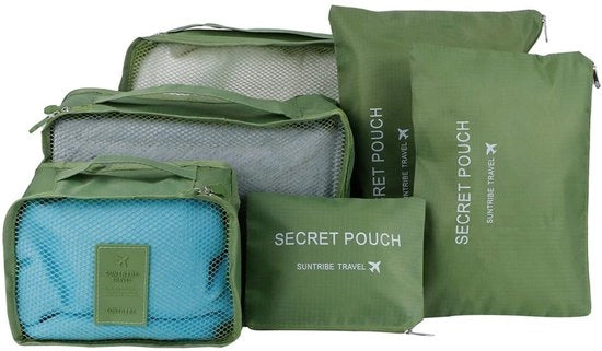 Set di 6 Tasche di Stoccaggio Leggere - Materiale Nylon - Sacchetto per Vestiti - Imballo per Viaggio - Dimensioni 36x27 cm - Borsa da Viaggio