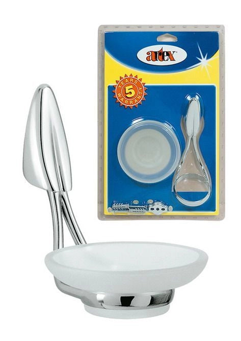 Portasapone Saponetta da Parete Glaciar Cromato + Vetro Artex