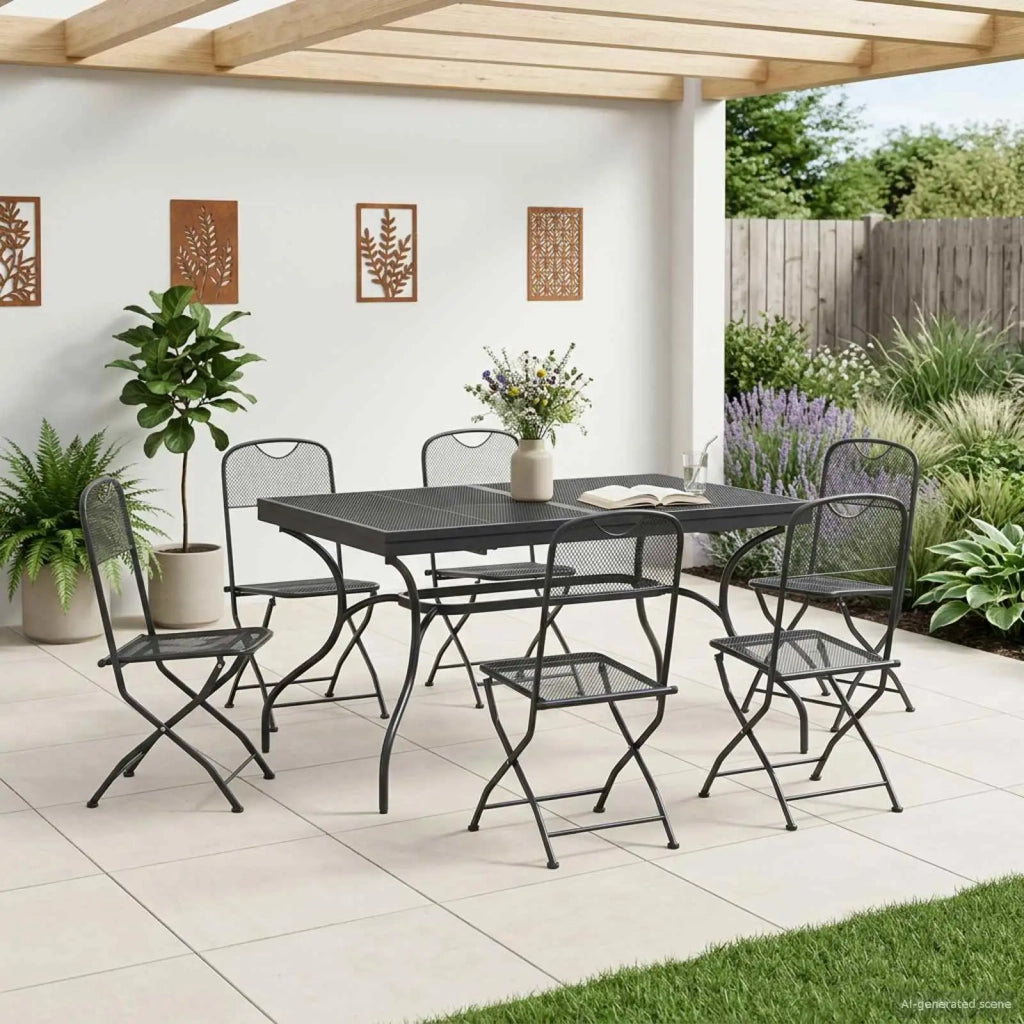 Set da Pranzo per Giardino 7 pcs Antracite 212 x 90 x 76 cm 3429146