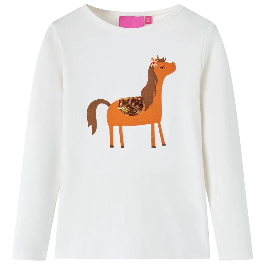 Maglietta per Bambini a Maniche Lunghe Pony EcrÃ¹ 128cod mxl 93070