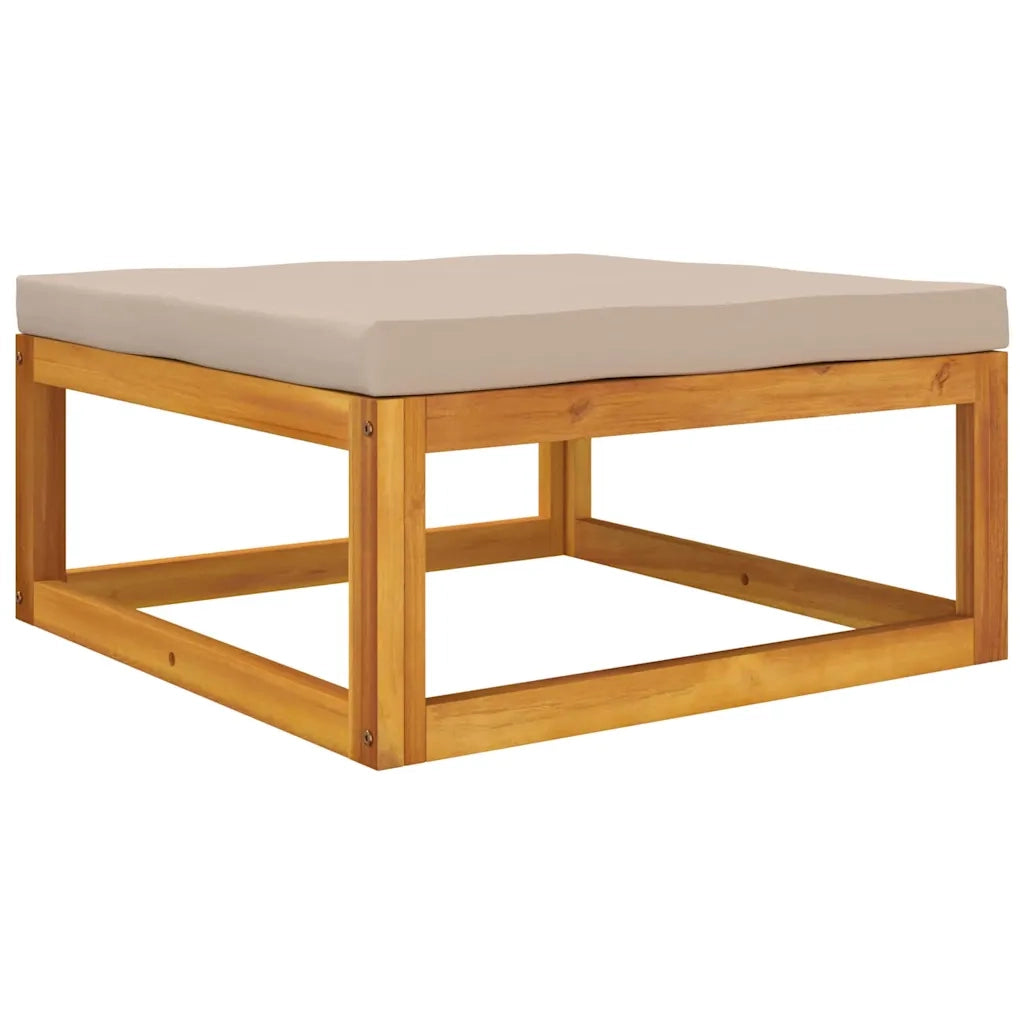 Poggiapiedi Giardino con Cuscino Tortora Legno Massello Acacia 360006