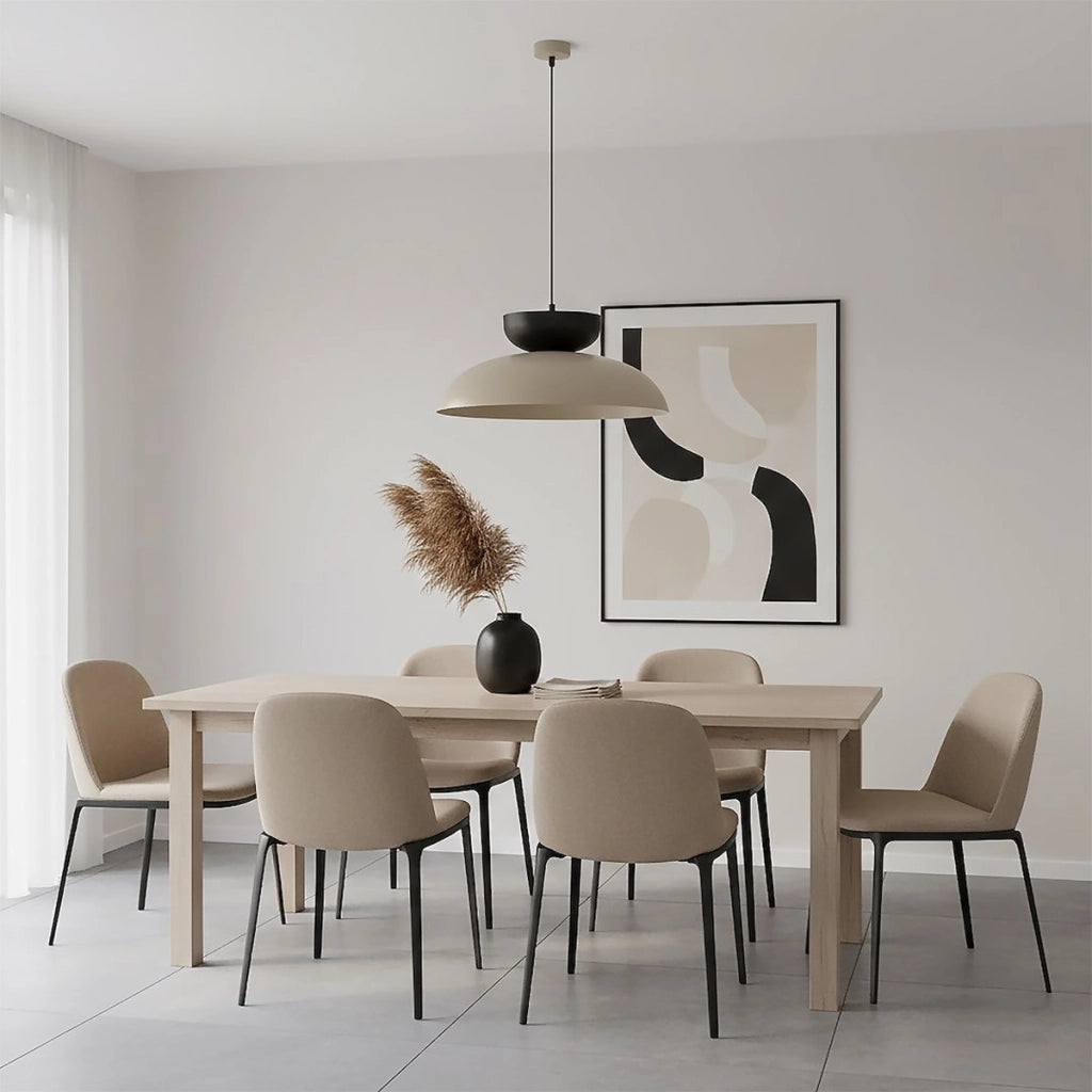 Lampada a sospensione Mega in acciaio moka beige