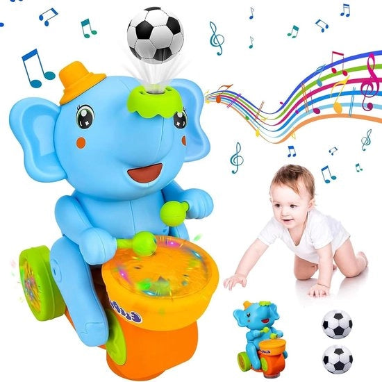 Lumineggente Elefantino da Terra - Giocattolo Musicale Elettrico - Giocattolo Interattivo - Regalo per Bambini - Blu